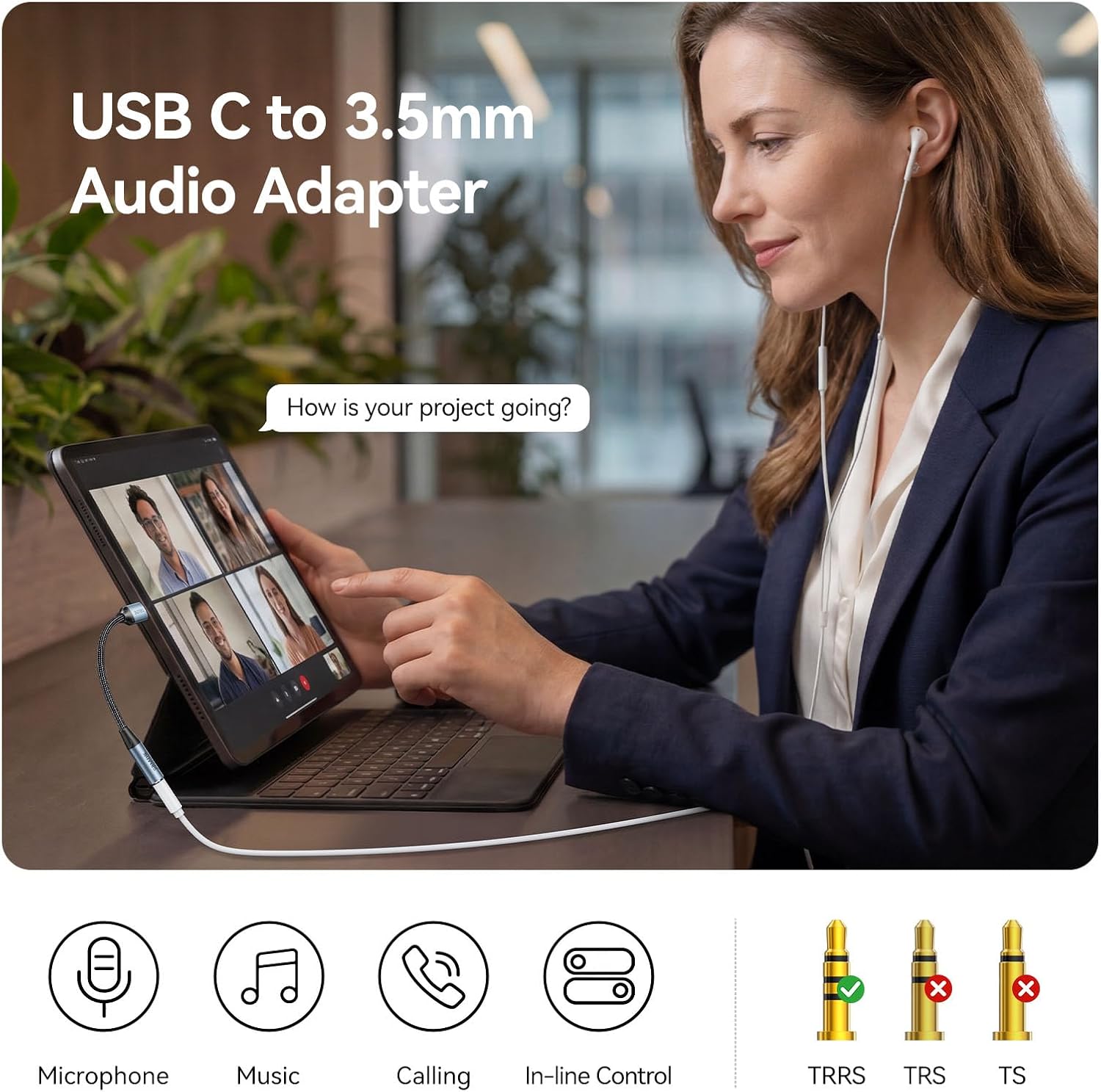 SAMZHE 2 Pack USB C to 3.5mm Audio Adapter Type C to Headphone Aux Jack Dongle 24bit/96kHz HiFi DAC Cable Cord Compatible with iPhone 17 16 Pro Max/16 Plus, iPad, Galaxy S25 S26 Ultra, Pixel 10, Grey