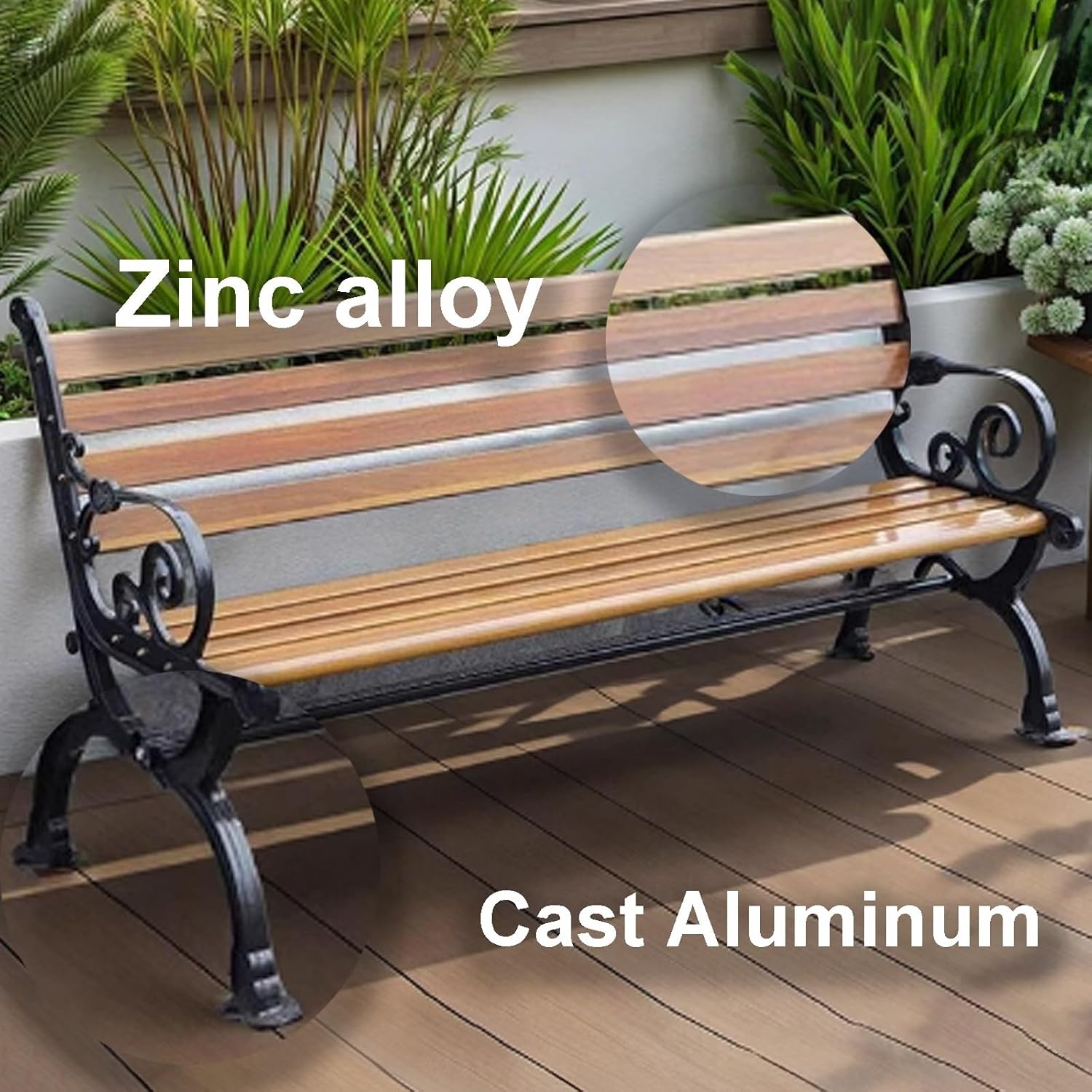 Park Bench, Porch Bench Seat, Outdoor Seating Furniture Lounge, Garden Bench Outdoor, Patio Bench Easy Installation for Sunroom, Front Porch, Deck(120x55x75cm)