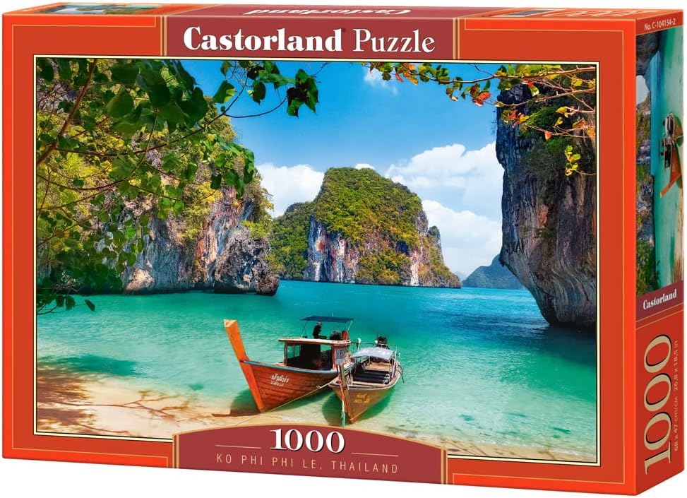 CASTORLAND 1000 Piece Jigsaw Puzzle, Ko Phi Phi Le, Thailand, Asia, Holiday Puzzle, touristic Place, Beach, Ocean Puzzle, Adult Puzzle, Castorland C-104154-2