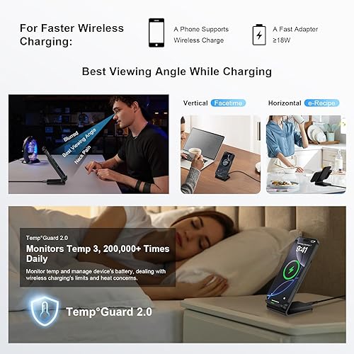 Miniatura 4 de Samsung S25 Cargador inalámbrico Soporte de teléfono inalámbrico para Android Samsung Galaxy S25 Ultra S24FE S23 S22 S21 S20 S10, estación de carga