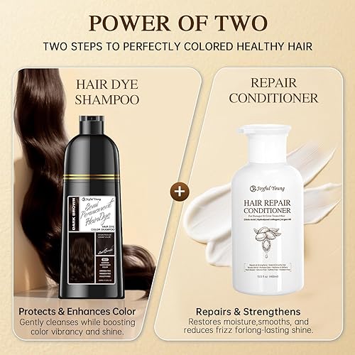 Vista 45 de Champú de tinte natural para el cabello – Color de cabello para cobertura de cabello gris – Tinte de cabello castaño medio para teñir el cabello