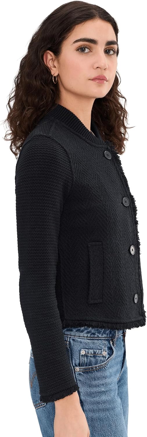 NIC+ZOE Fringe Mix Knit Bomber Jacket