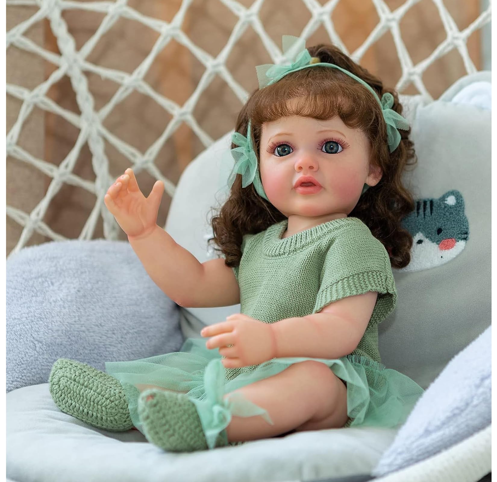 HEHUZY Bebe Reborn Fille 22 Pouces 55 Cm Réaliste Poupée Reborn Vin De Silicone Souple Simulation Nouveau Ne Jouet Reborn Amz