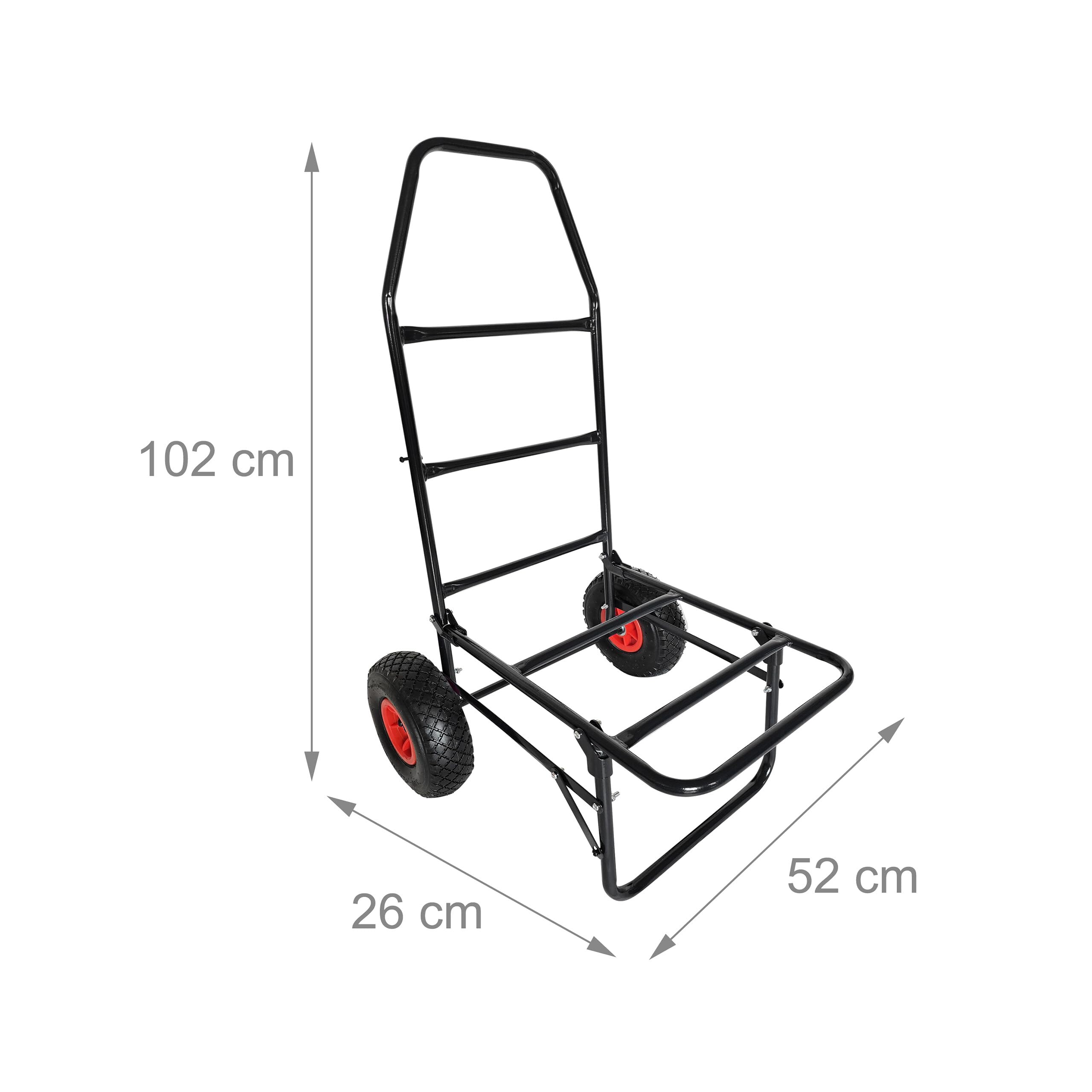 Relaxdays Transportwagen, klappbarer Rollwagen, HBT: 102x50x37 cm, luftbereift, bis 80 kg, Lastenwagen, Stahl, schwarz