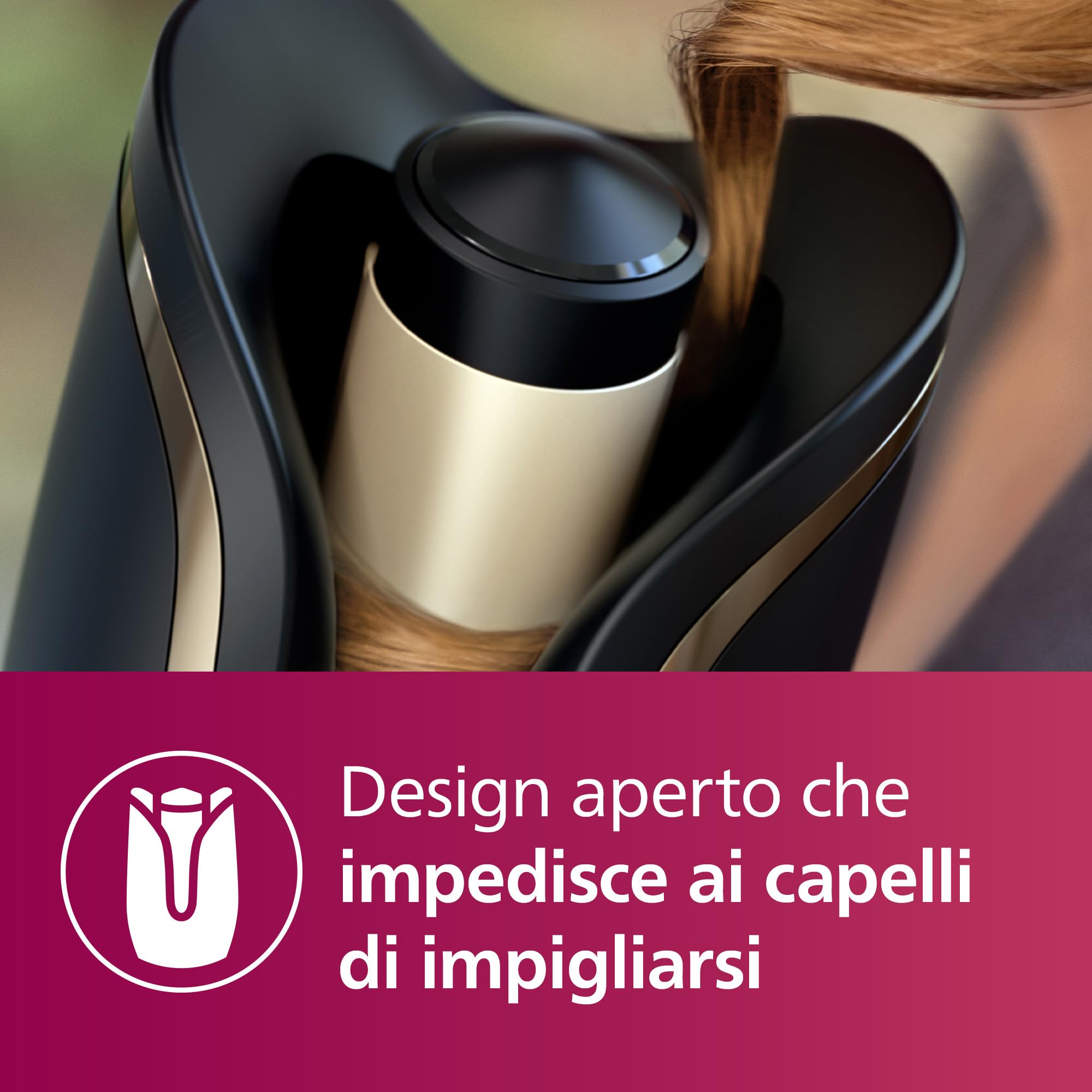 Philips Auto Curler 8000 Series, arricciacapelli, 27 diverse opzioni di styling, nero, modello BHB876/00