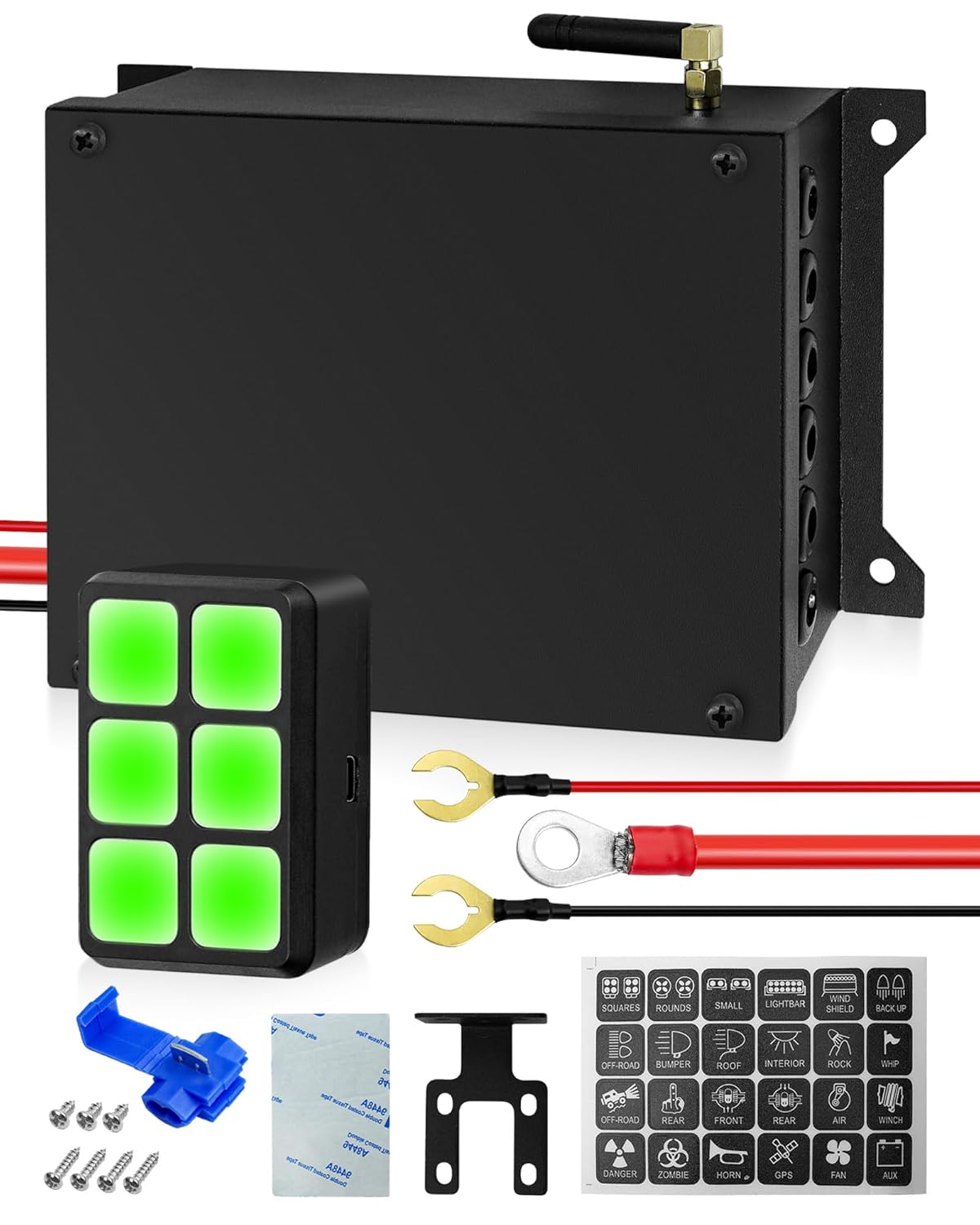 Universal 6 Gang Wireless Control Switch Panel for ATV UTV Offroad Caravan Car Truck Boat, 12V Removable LED Circuit Control Relay System Switch Pod