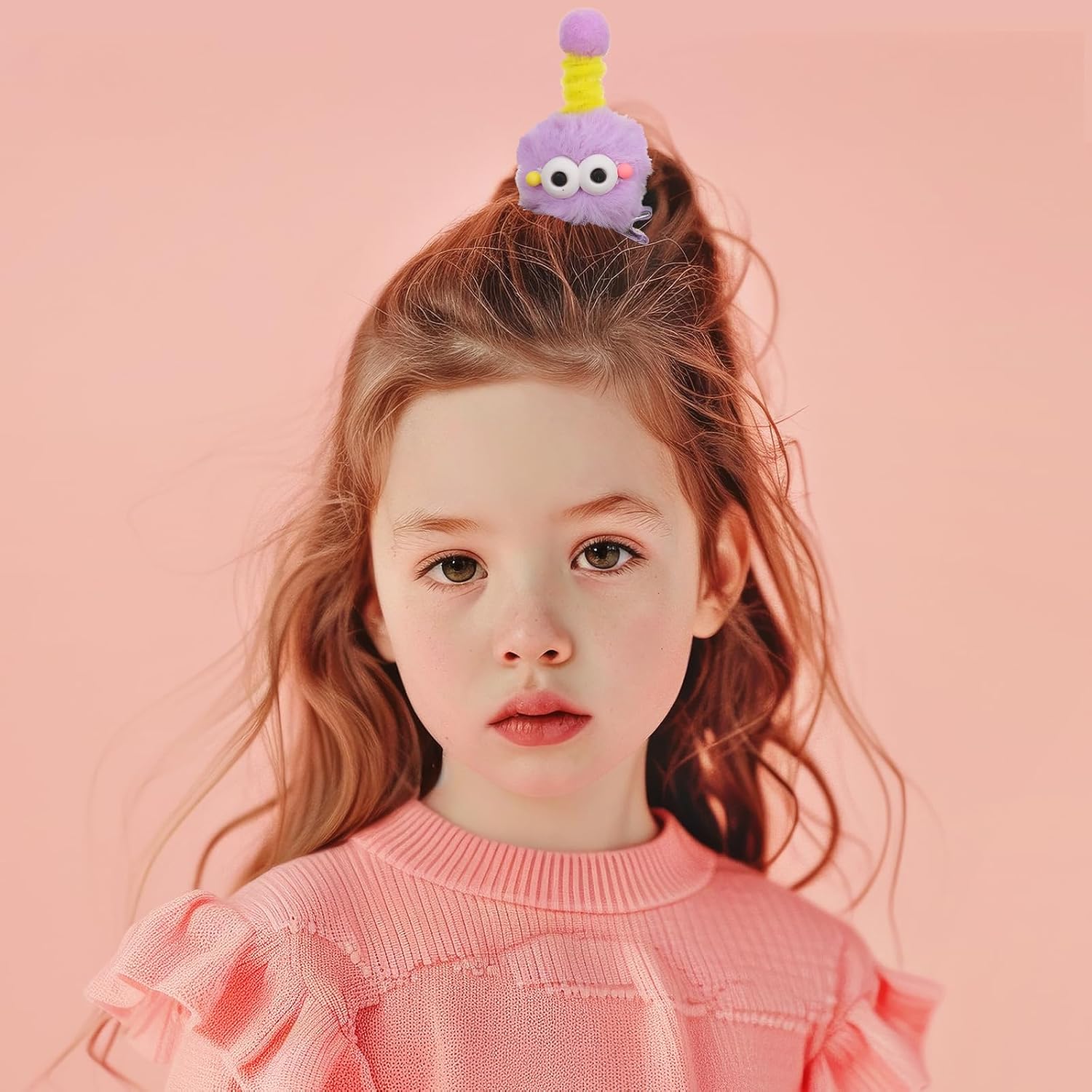 10Pcs Wacky Crazy Hair Day Accessories Non-Slip Funny Pins Cute Halloween Monster Hairs Clips Fluffy Pom Poms Ball Barrettes Little Monster Halloween Head Accessories Bulk Party Styling image 5
