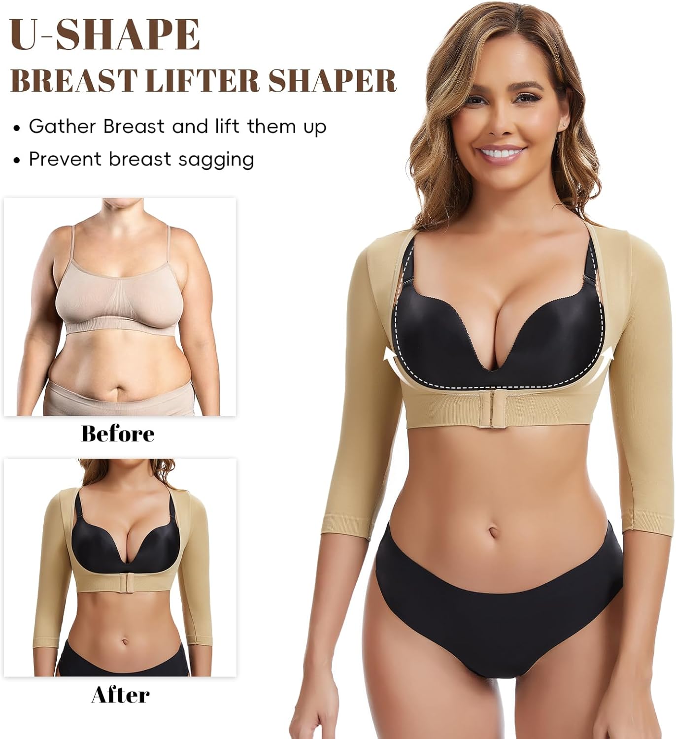 JOYSHAPER Arm Shaper for Women Compression Sleeves Upper Flabby Arm Slimmer Posture Corrector Post Surgery Shapewear Top - Image 3