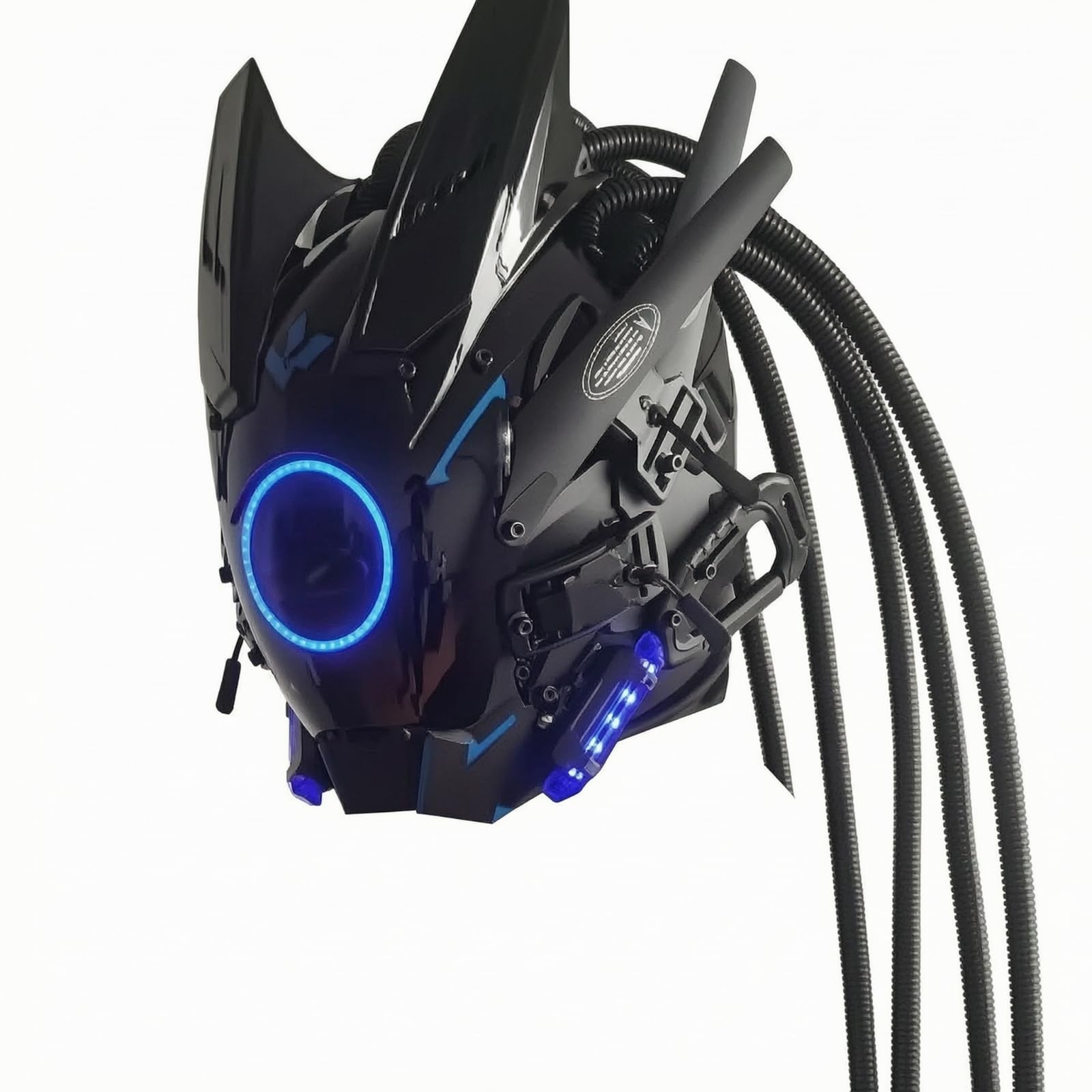Glänzend Vollgesichtsmaske, Blau, RundLichtFlügelGeflecht