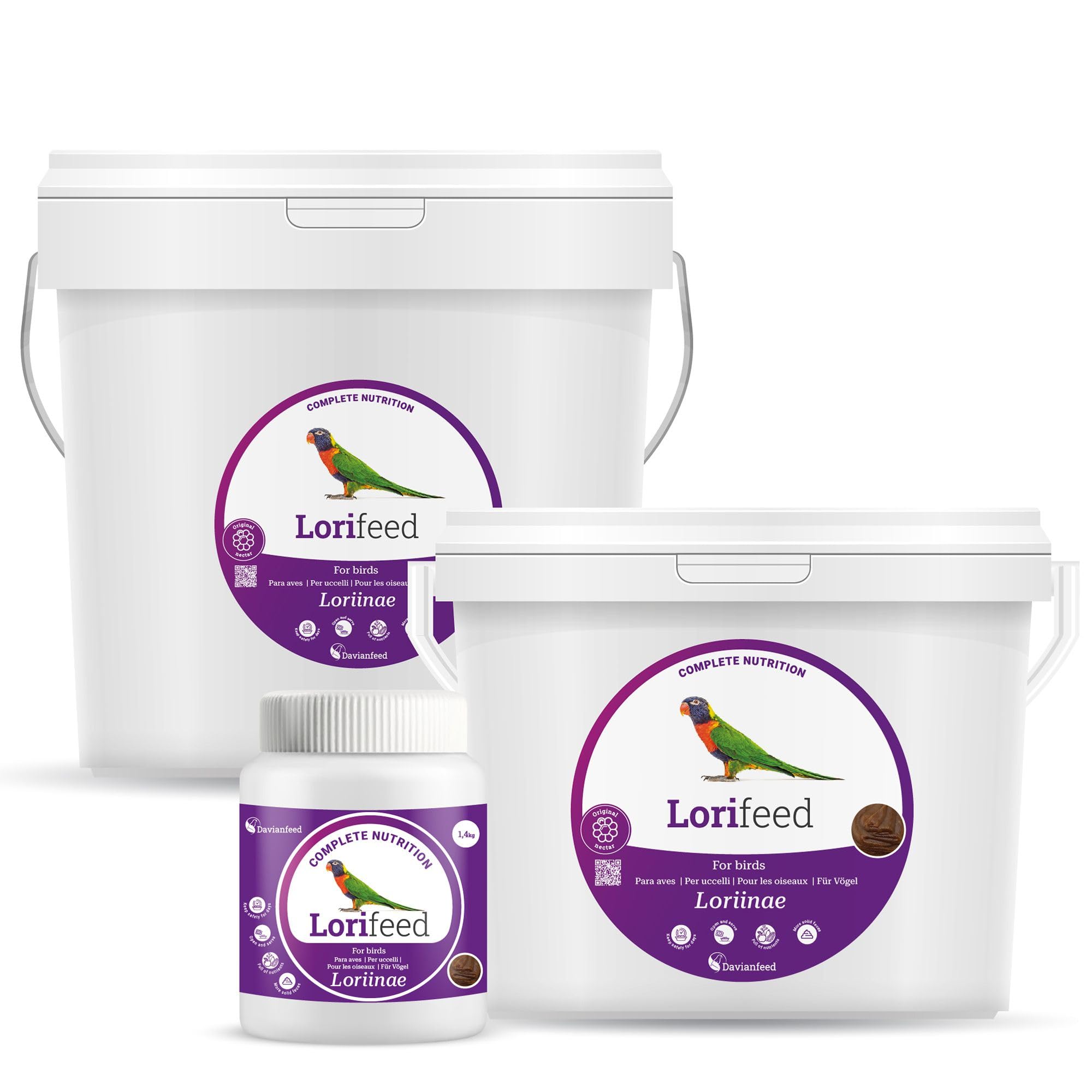 Lorifeed - Néctar Loris Completo 1,4 kg - Alimentación para Aves Nectarívoras - Fórmula Natural - Calidad y Salud Digestiva Premium - Davianfeed