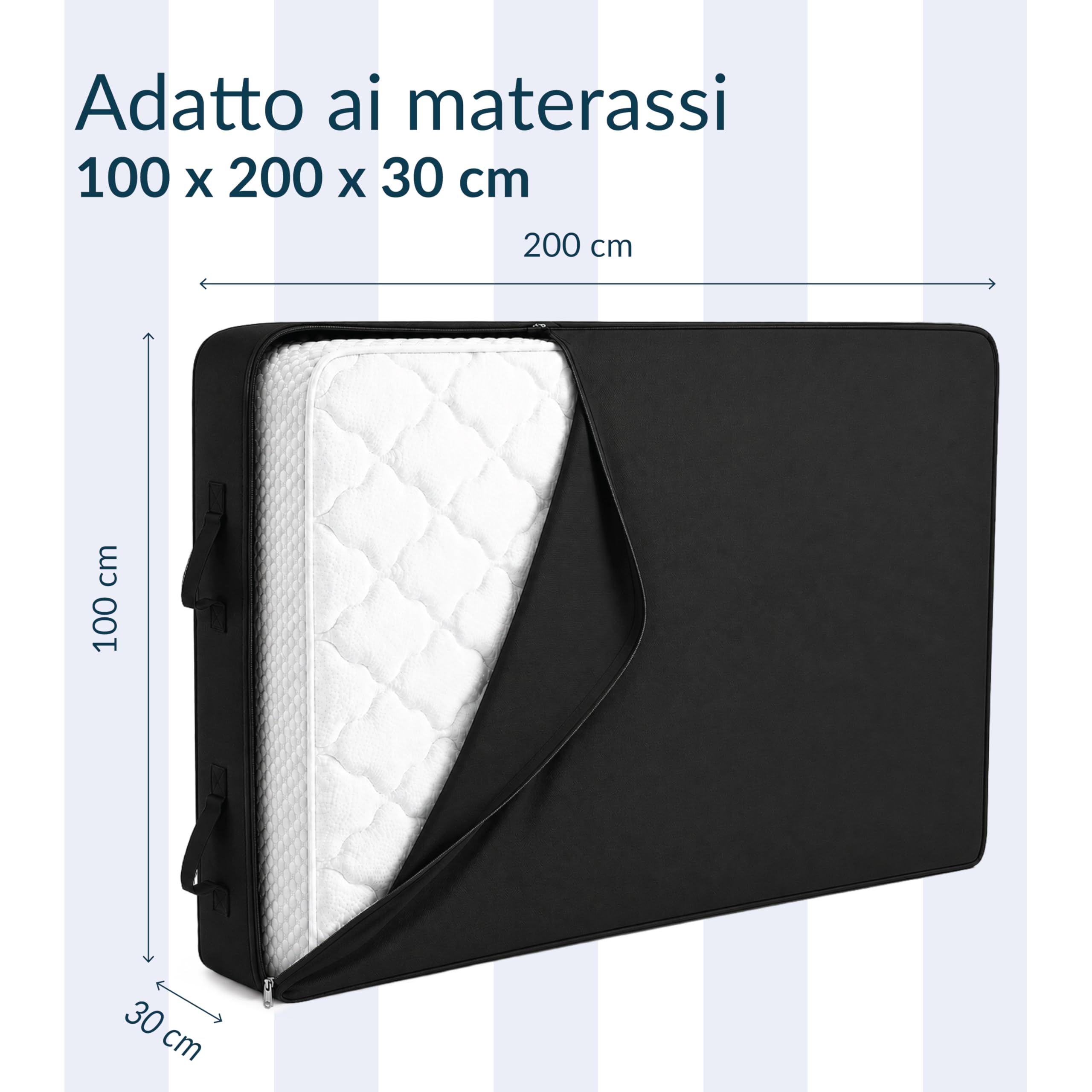 Twinzen Custodia Materasso Culla/Lettino 100x200 cm Trasloco e Stoccaggio, Spessore 25cm - Coprimaterasso con Zip e 4 Maniglie Oeko-Tex