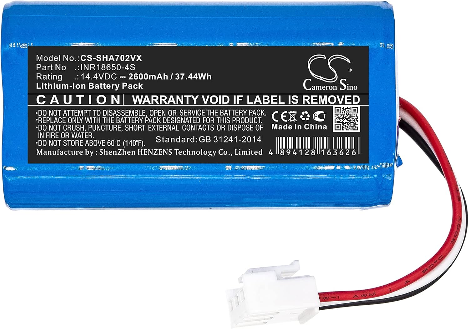 Cameron Sino Battery for Severin Chill RB7028, RB-7028 PN:Severin Chill INR18650-4S 2600mAh / 37.44Wh