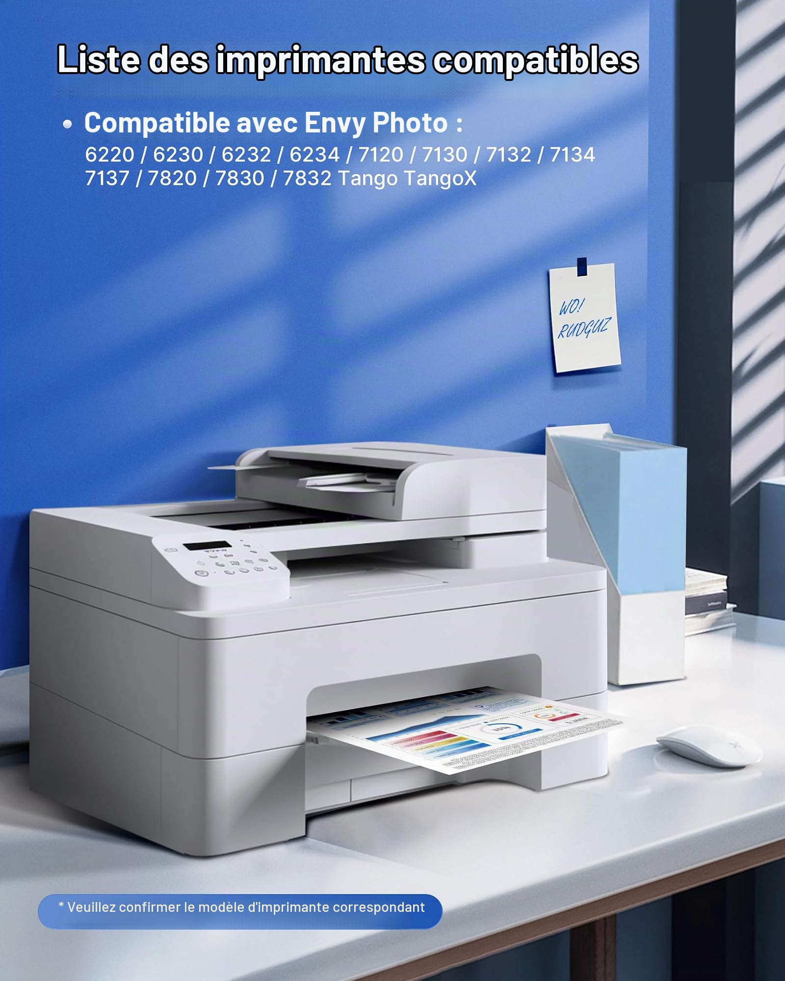 RUDGUZ 303XL Cartouches d'encre Remplacement Cartouche pour HP 303, Compatibles Encre pour HP 303 XL Noir et Couleur pour Envy Photo 6230 6232 6234 6220 7830 7130 7134 7800 7900 6222 7855 (2 Pack)
