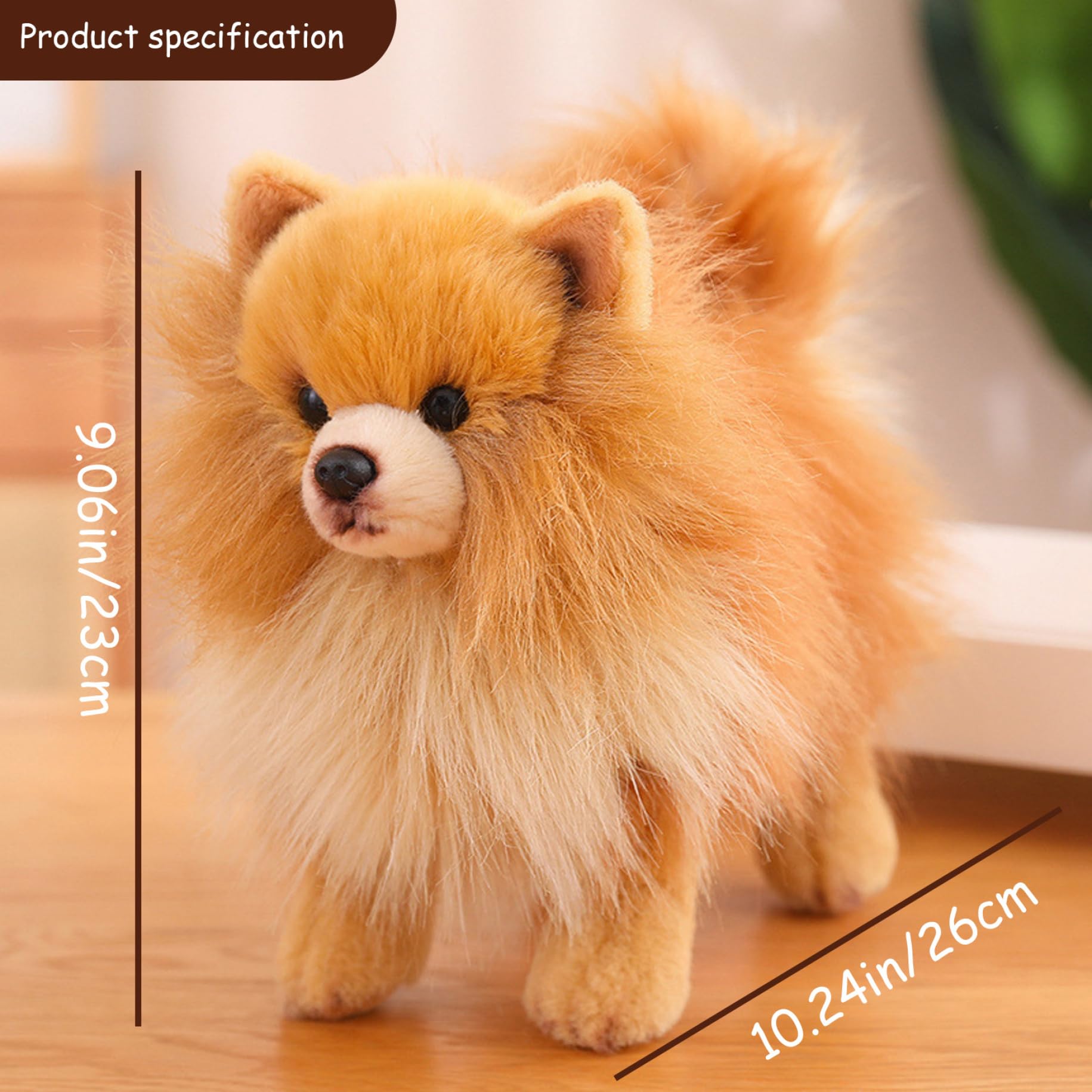 Plucia Phone Pomerania Simulazione Carina Simulazione Pomerania Peluche Peluche Giocattolo per Cani Pomerania pomerana Peluche Peluche Peluche 10x9 Pollici Piena di Peluche Giocattolo per Le Ragazze
