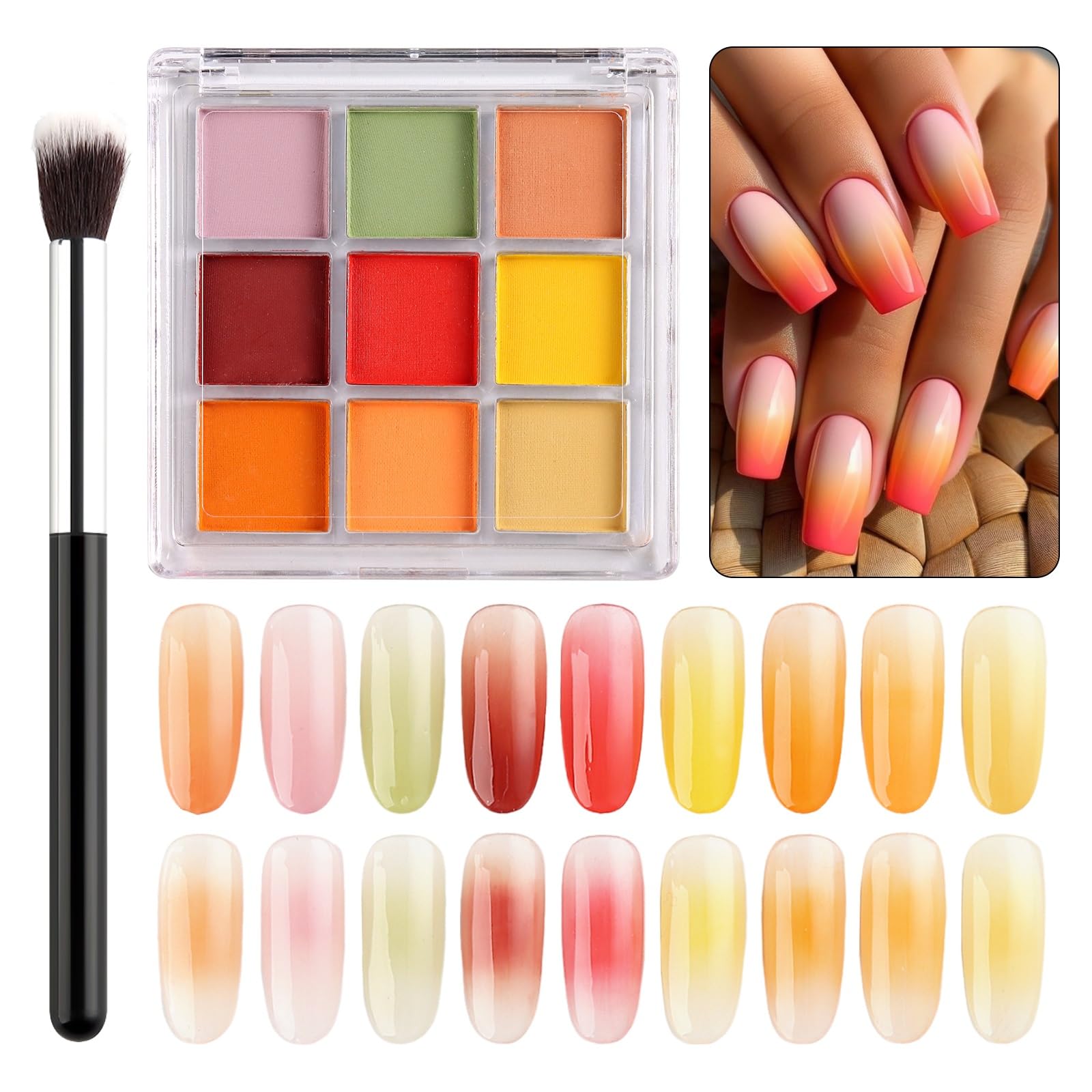 Amazon.com: SUTOKAKA Ombre Nail Pigment Powder Set 9 Colors