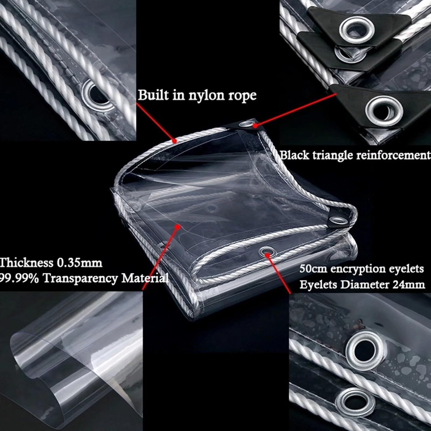 7'X8'Heavy Duty Clear tarp 16 Mil Thick Tarpaulin, Clear tarps with Grommets, Protects Against Water, Cold Weather Resistan for Greenhouse Balcony Garden