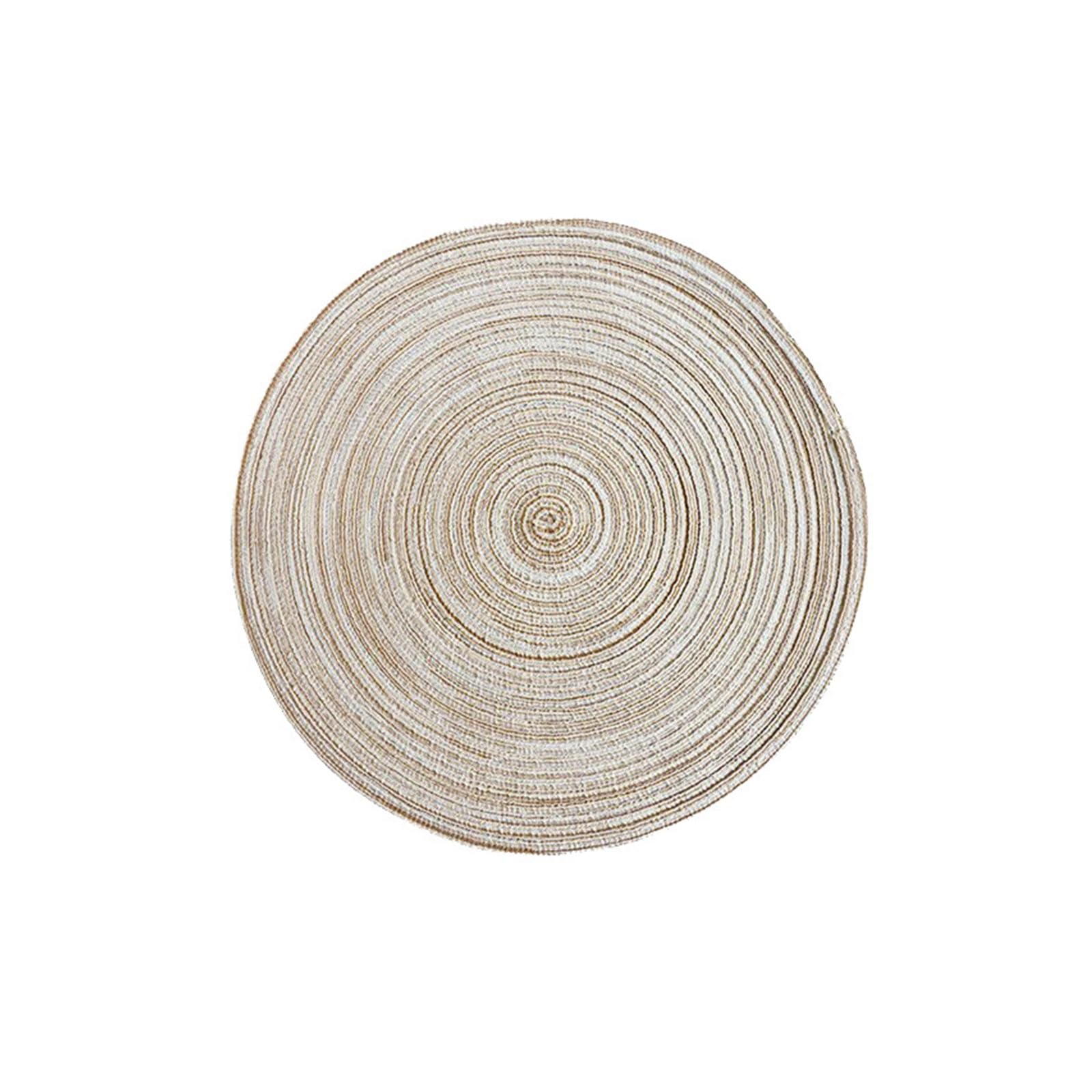 2Pcs 18CM Round Dinner Placemat Ramie Woven Cup Mat Heat Insulation Plate Coaster(F 2Pcs 18CM)