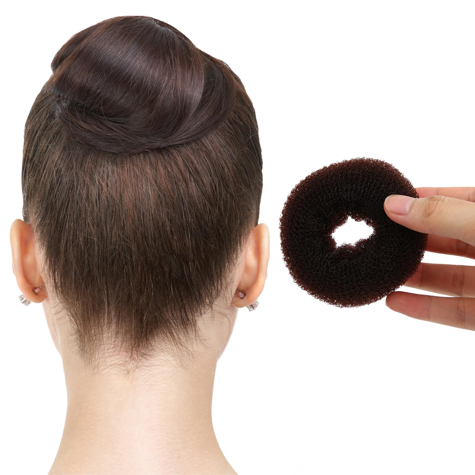 Kit Chignon Bambine, 2 Mini Donut per Capelli, 10 Reti Invisibili, 20 Forcine, 5 Elastici per Ragazze Danza Balletto Festa (Marrone)