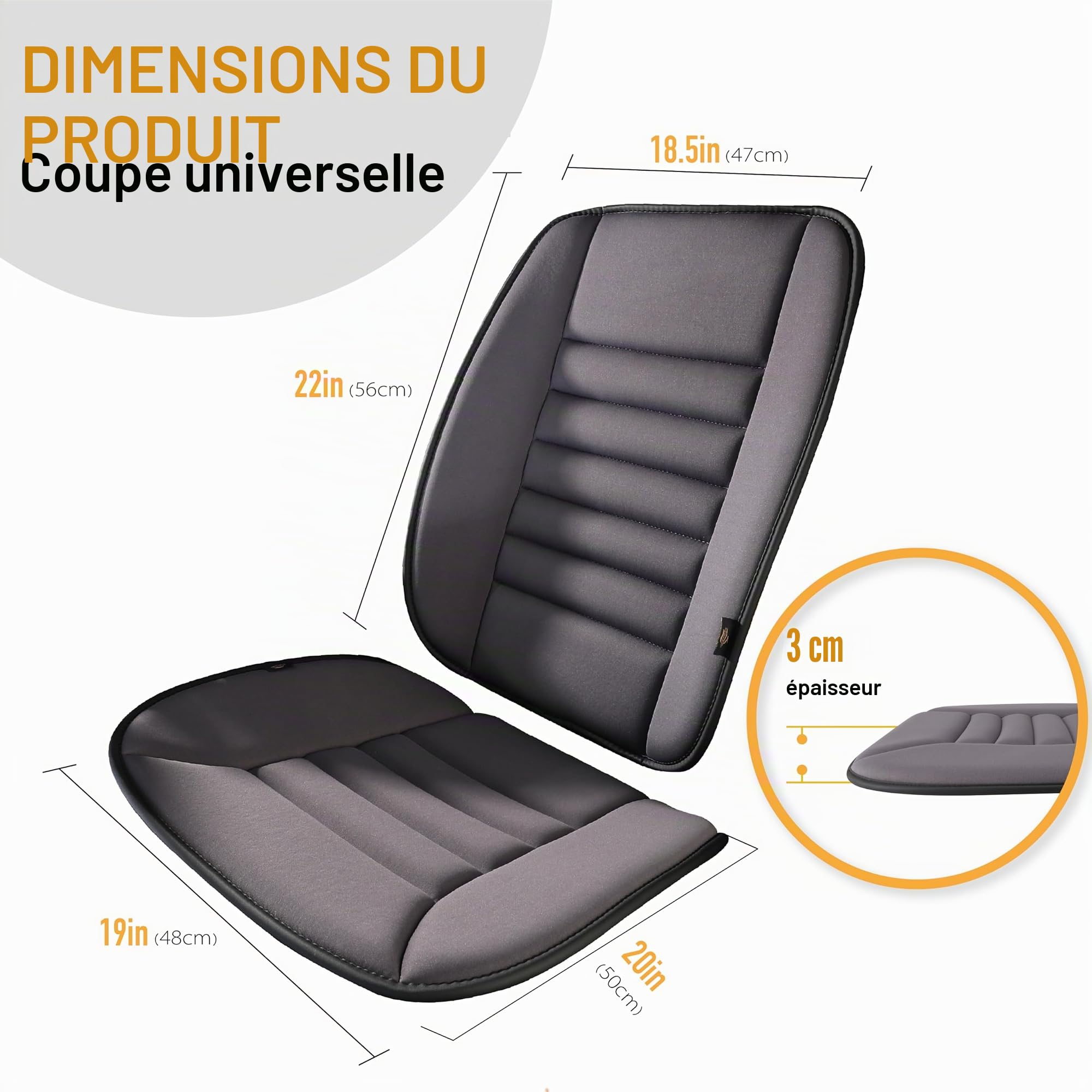 kingphenix Coussin de siège de voiture avec coussin de soutien dorsal : Design en mousse à mémoire de forme pour un confort amélioré, idéal pour les conducteurs et l'utilisation au bureau - Confort
