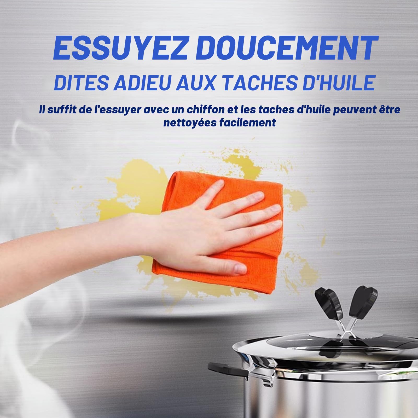 Plaque anti-projections,Cuisine Pliable Protection D'écran Anti-éclaboussures, Acier Inoxydable evêtement,nettoyage facile Protection anti-graisse (50 x 50 cm)