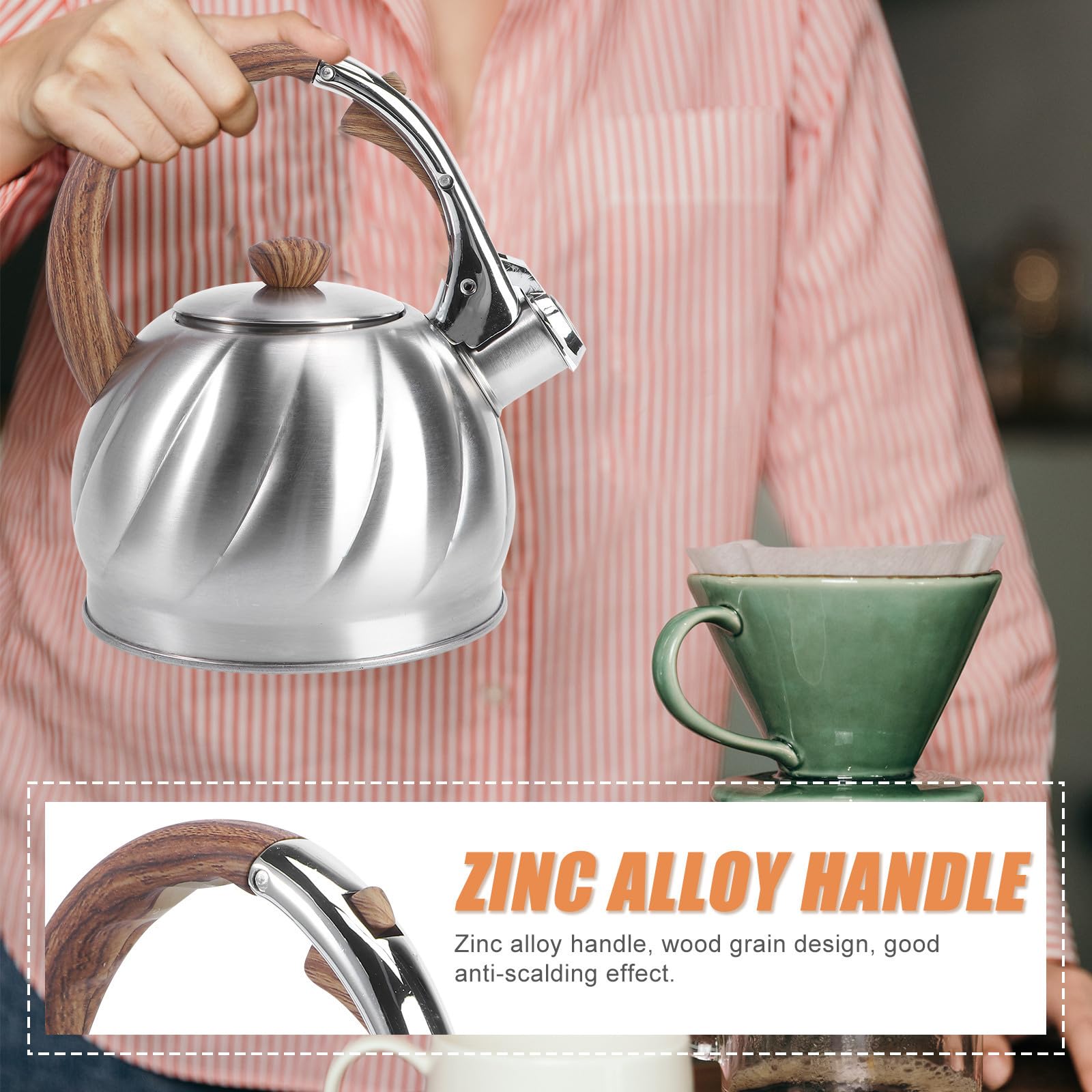 Tetera Silbante de Acero Inoxidable 2,0 L Mango Ergonómico