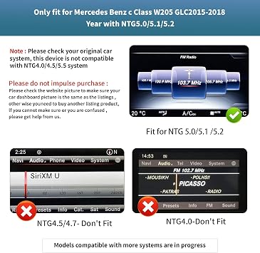 Wireless Carplay/Android Car 12.3 Inch Multimedia Radio Linux Touchscreen for Mercedes Benz NTG5.0 GLA CLA GLC AirPlay/Autolink/USB HD Resolution 1920 x 720