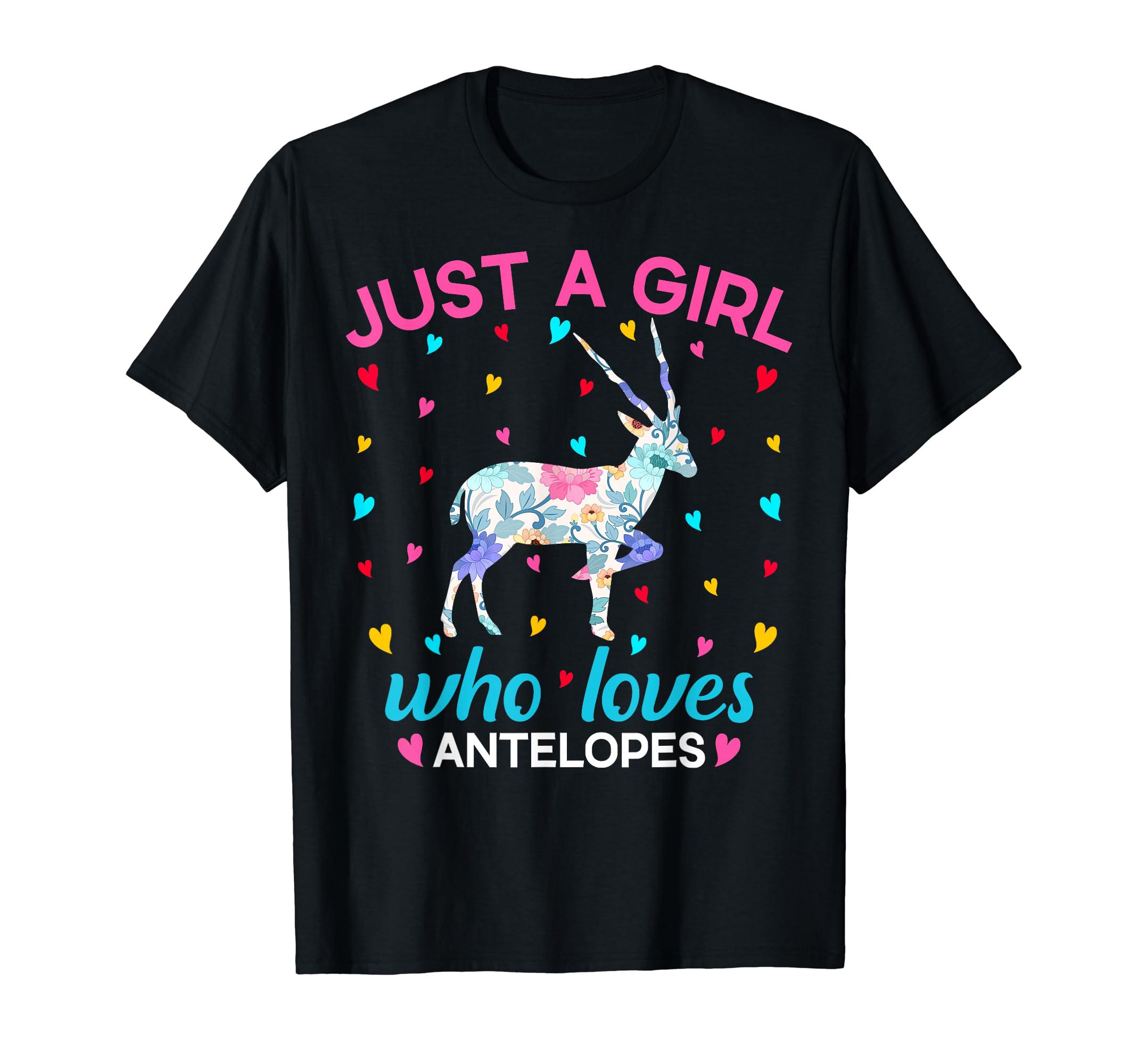 Antelope Lover Gifts ClothesFloral Antelope Lover Women Just A Girl Who Loves Antelopes T-Shirt
