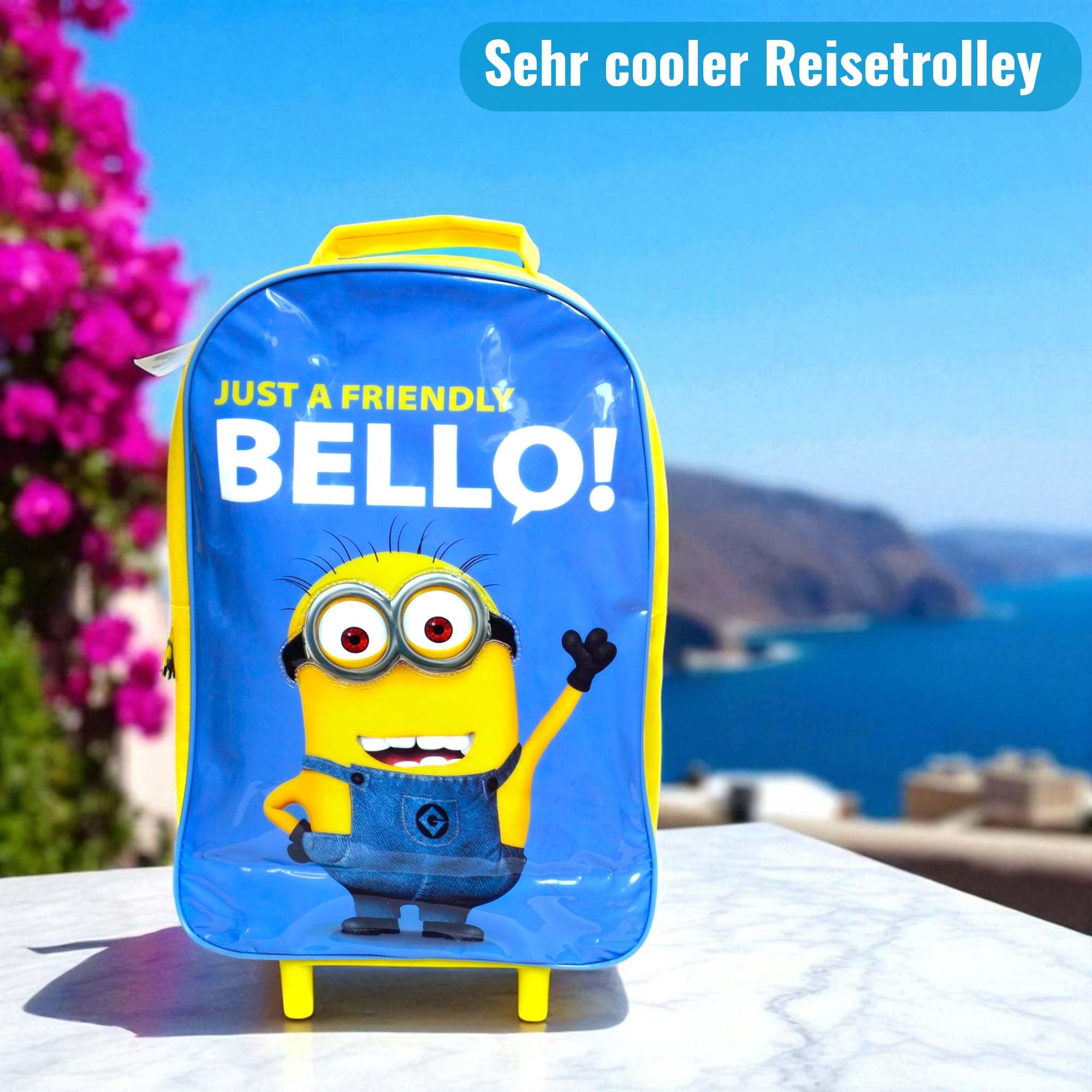Minions - Set di 5 valigie per bambini, bagaglio da viaggio di alta qualità, borsa da palestra, borsa a tracolla