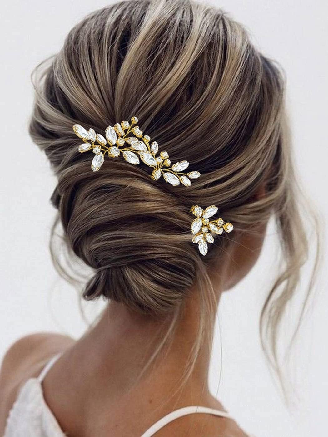Cubahop Bride Wedding Hair Pins Crystal Bridal Hair Pieces Wedding Hair Accessories Bridal Hair Clips for Women and Girls (Gold) - Image 2