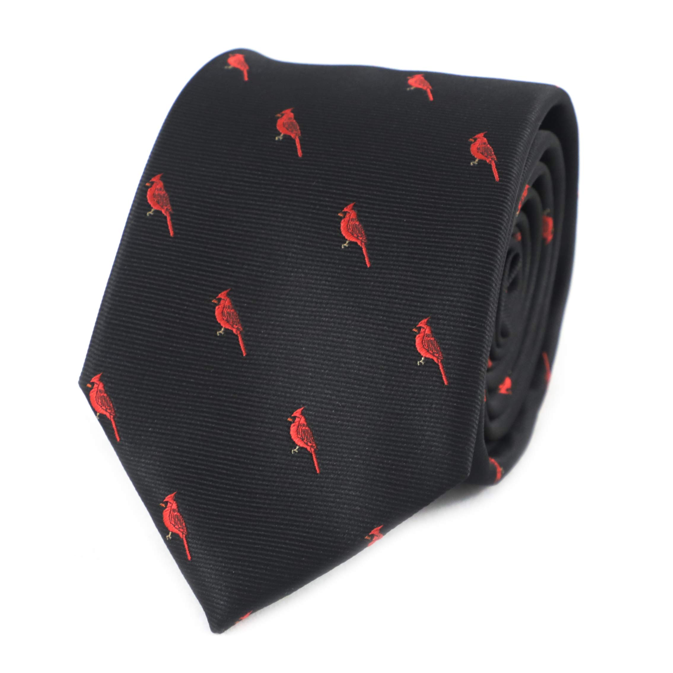 MENDEPOT Red Birds Pattern Necktie With Gift Box Northern Cardinal Pattern Tie