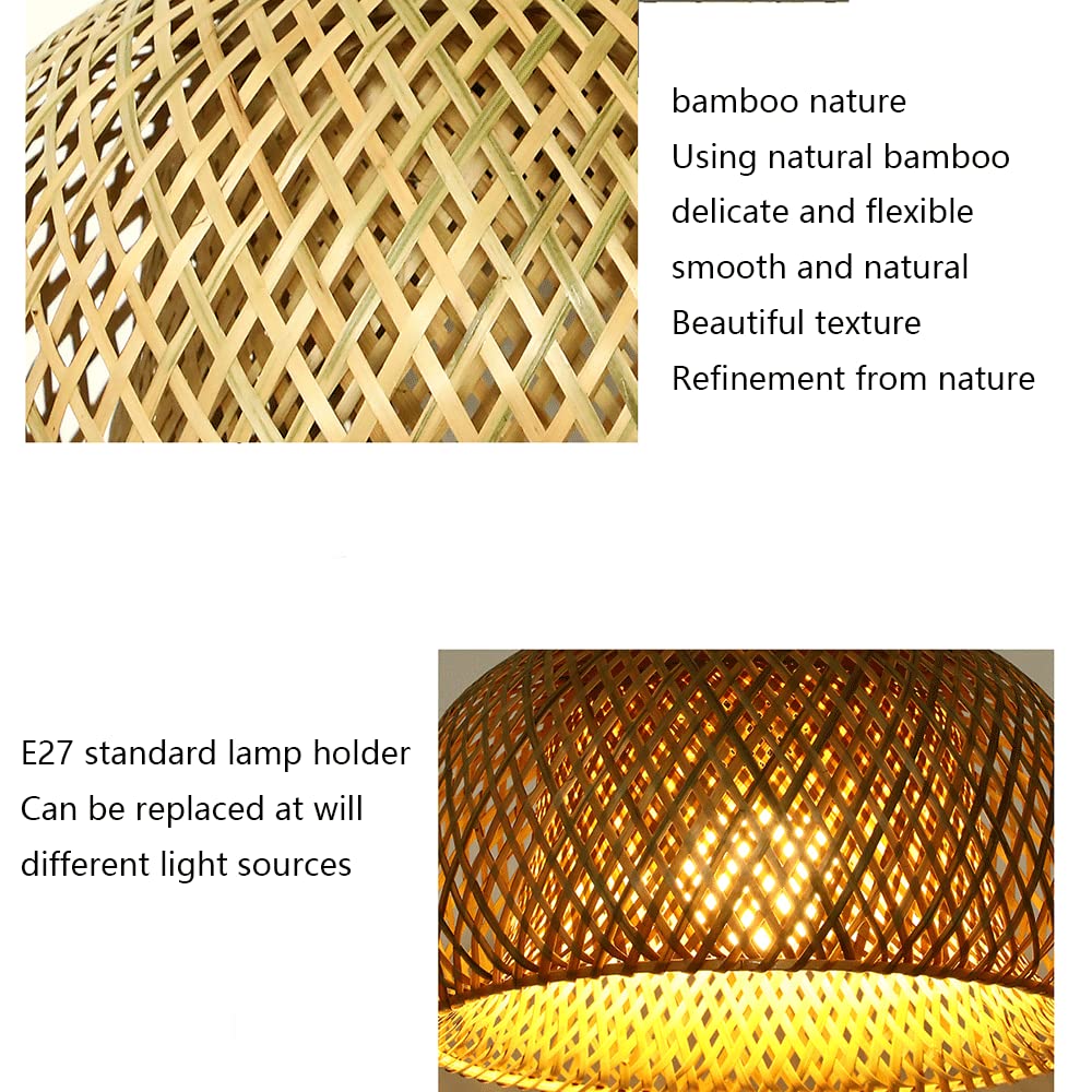 Lampa Wisząca Stylu Pasterskim Ręcznie Tkane Bambusowe Lampy Wiszące Okrągła Kreatywna Lampa Wisząca Latarnia Japoński Klosz Lampy Sufitowej Wikliny Oprawa Oświetleniowa Kolorze Podstawowym STARZE