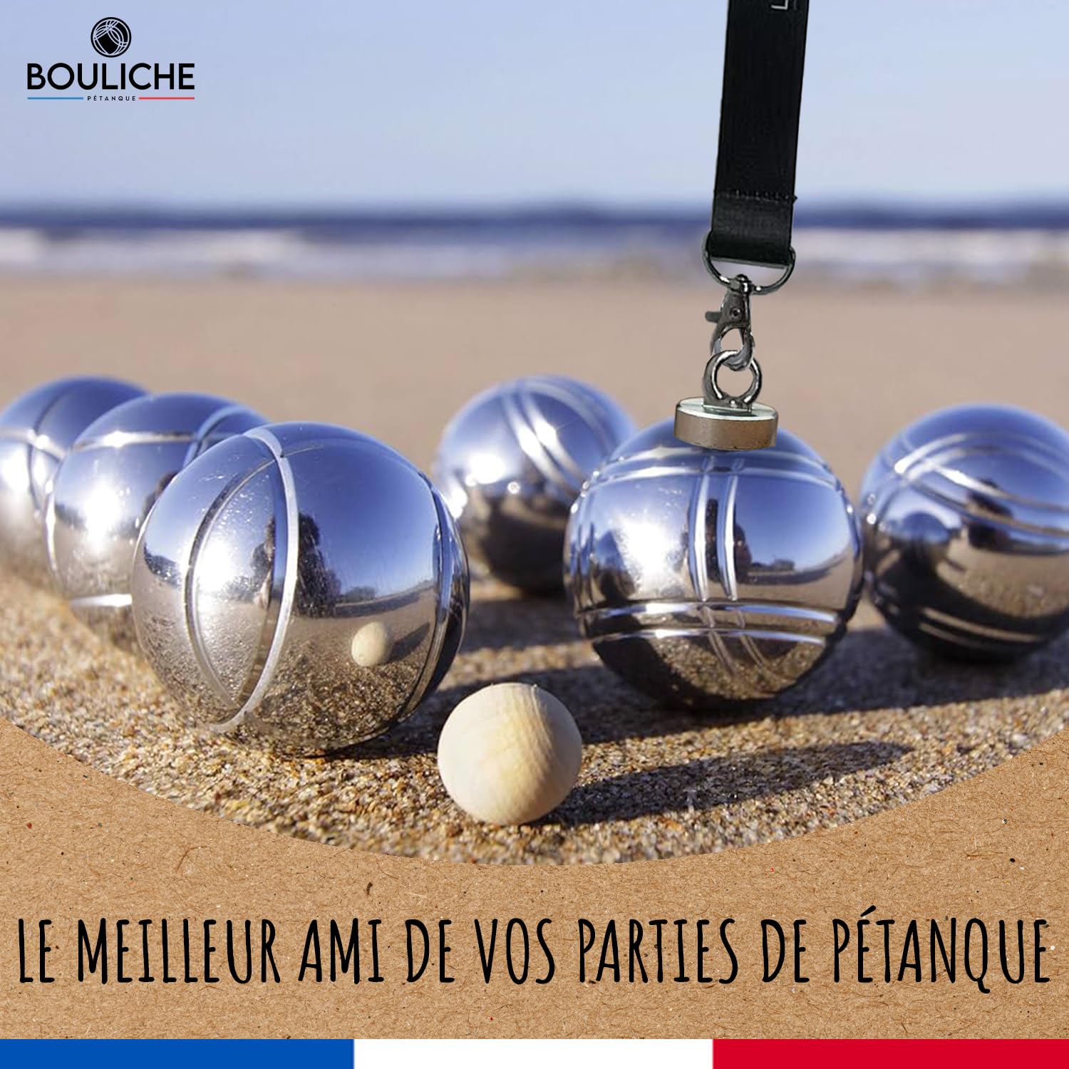 BOULICHE | Kit Ramasse Boules de Pétanque | Aimant Puissant et Mètre Intégré | Chiffon et Sac de Transport Inclus | Léger et Portable | Accessoire Petanque, Cadeau | OriginalCorner®