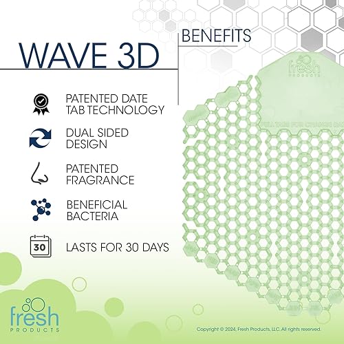 Miniatura 32 de Fresh Products Wave 3D, prácticamente elimina las salpicaduras de orina, uso de 30 días, fácil instalación, bacterias beneficiosas, fragancia