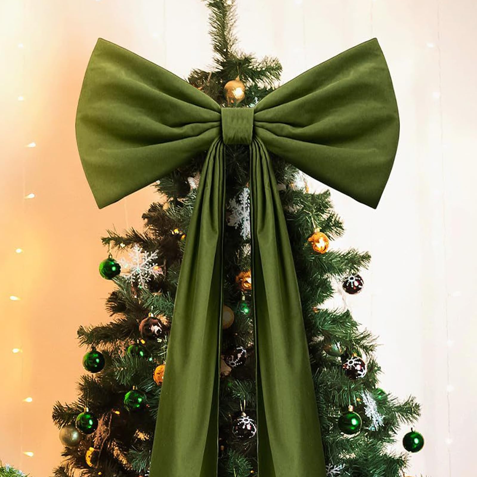 Grand nœud en tissu polyester doux pour décoration de sapin de Noël pour porte d'entrée, couronne, cheminée, emballage de mariage, grand nœud de Noël
