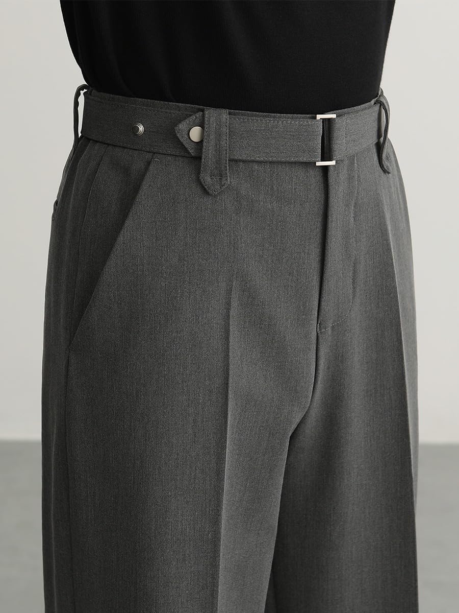 Men's Relaxed Fit Straight Leg Retro Casual Dress Pants for Men