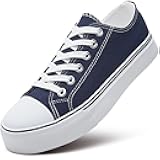 Womens White Tennis Shoes for Women,Lace up Canvas Sneakers,Casual Walking Canvas Shoes