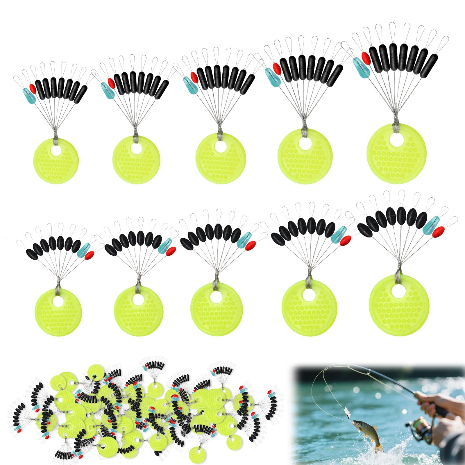 Rubber Fishing Bobber Stopper, 7-in-2 Rubber Beads Floats, 540 Pieces Fishing Bobber Stopper, Rubber Stopper Line Stopper, Fishing, Fishing Accessories, for Trout Fishing, 5 Sizes