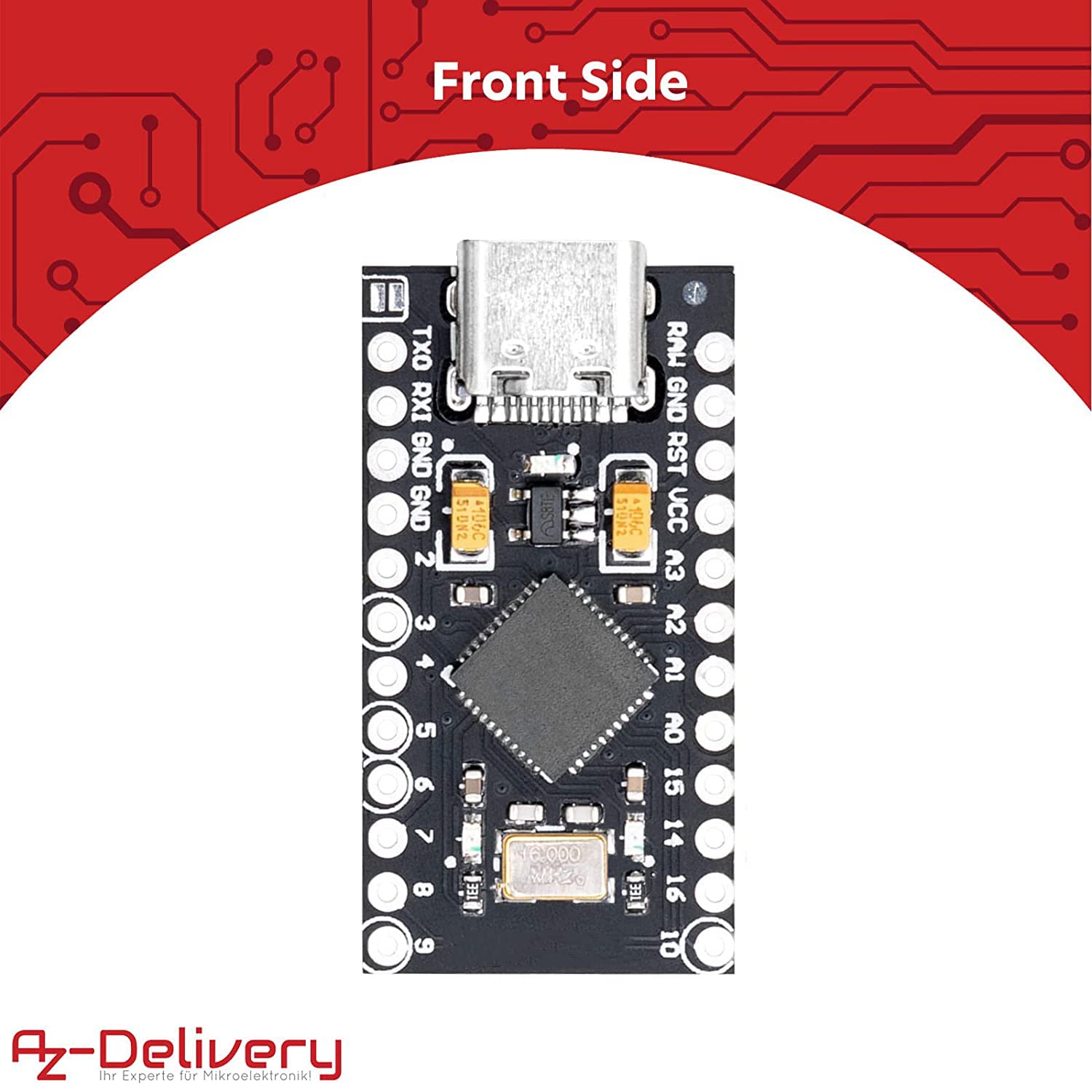 AZDelivery 3 x Pro Micro ATMEGA32U4 5V/16 MHZ Scheda di Sviluppo Modulo Microcontrollore con Bootloader IDE Scheda di Sviluppo con 2 Fila Pin Header MINI USB/Micro USB