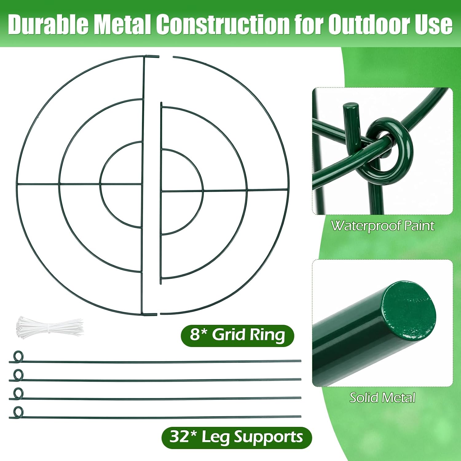 Peony Cages and Supports 8 Pack, 16.5 x 20 Inch Heavy Duty Plant Support Cage Set for Peonies, Roses & Tomatoes – Garden Stakes & Plant Cages for Outdoor Plants (8 Pack, 16.5 x 20 Inch)