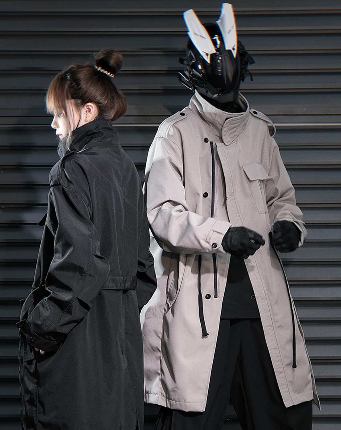MFCT Men's Techwear Fashion Belted Long Trench Coat