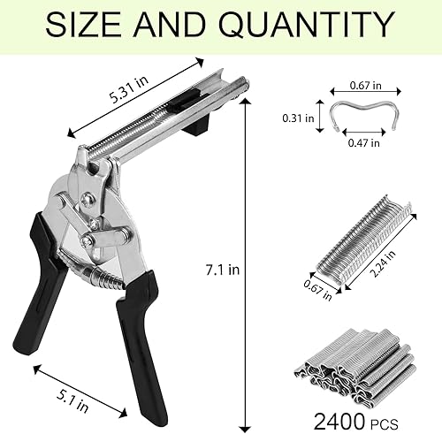 Miniatura 4 de MATT SAGA Kit de alicates tipo M para clavos con 2400 anillos de cerdo de aleación de zinc M, alicates de anillo de clavos para cerca, herramientas