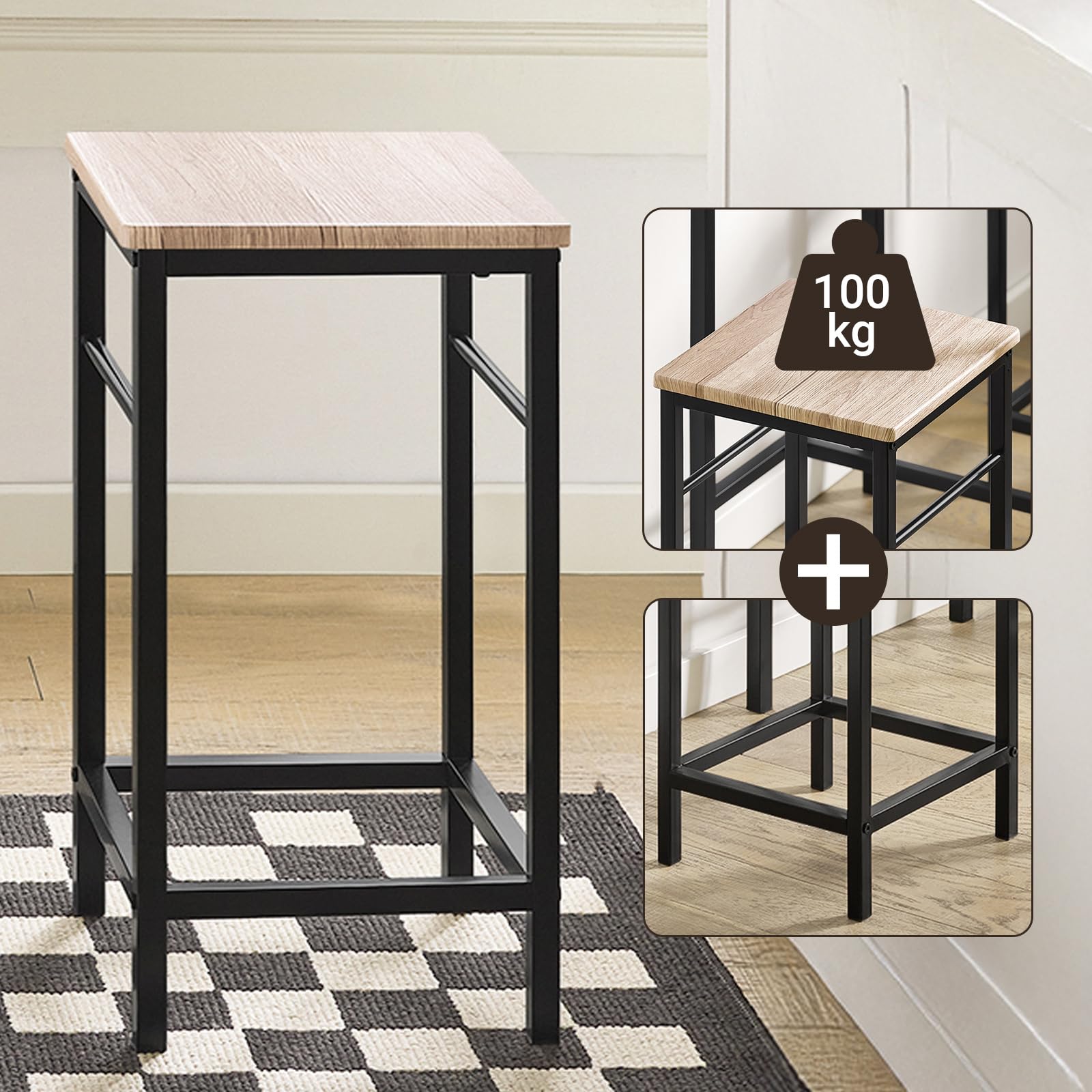 SoBuy Ensemble table de bar et tabourets pour petit déjeuner – Table haute 3 pièces avec 2 tabourets – OGT10-N