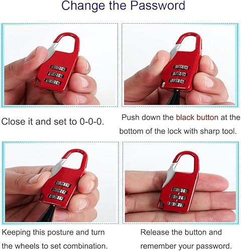 Miniatura 6 de Candado de combinación de 3 dígitos de aleación de zinc, candado pequeño de combinación segura para maletas, maletas, maletines, bolsas de