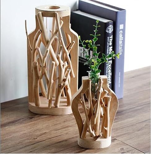 Miniatura 6 de Estación de propagación de vidrio con florero de marco de madera, florero de tubo de ensayo para macetas de propagación de plantas de terrario