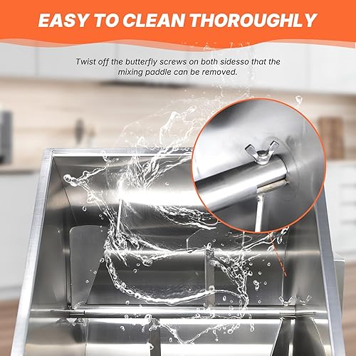 Miniatura 5 de Hakka Mezclador de carne comercial, acero inoxidable 10L tanque de inclinación manual mezclador de carne para salchicha (mezcla máxima.15 lb7.5L
