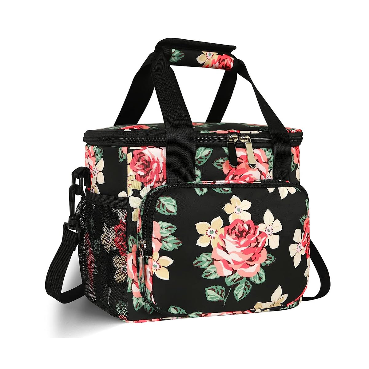 Morbuy 16L Cool Bag Reusable Cooler Bag, Outdoor Picnic Bag Insulated Cold Hot, Cooler Lunch Bag Cool Bags for Lunch, Picnic, School, Work, (Flower,16L)