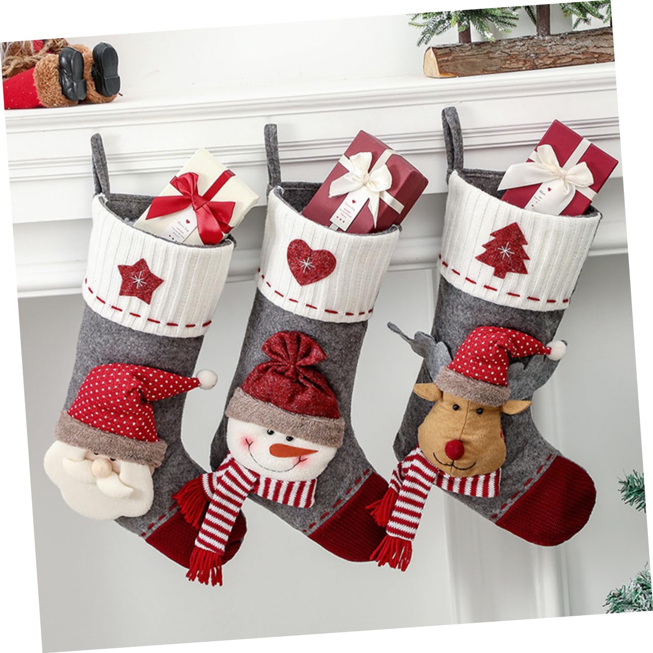 PRETYZOOM 3 Pezzi Borsa Porta Regali Di Natale Calza Della Befana Decorazione Pendente Per Calze Di Natale Decorazioni Per Feste