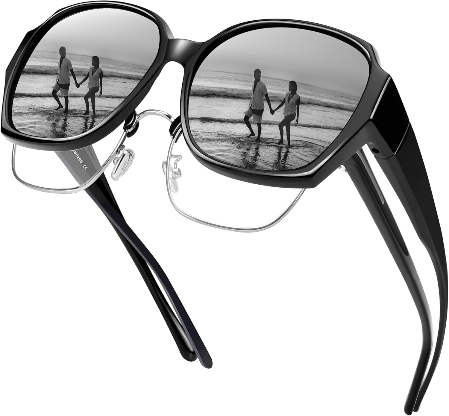 URUMQI Polarized Sunglasses Fit Over Glasses for Women, UV400 Protection Square Shades Extra Large Sun Glasses