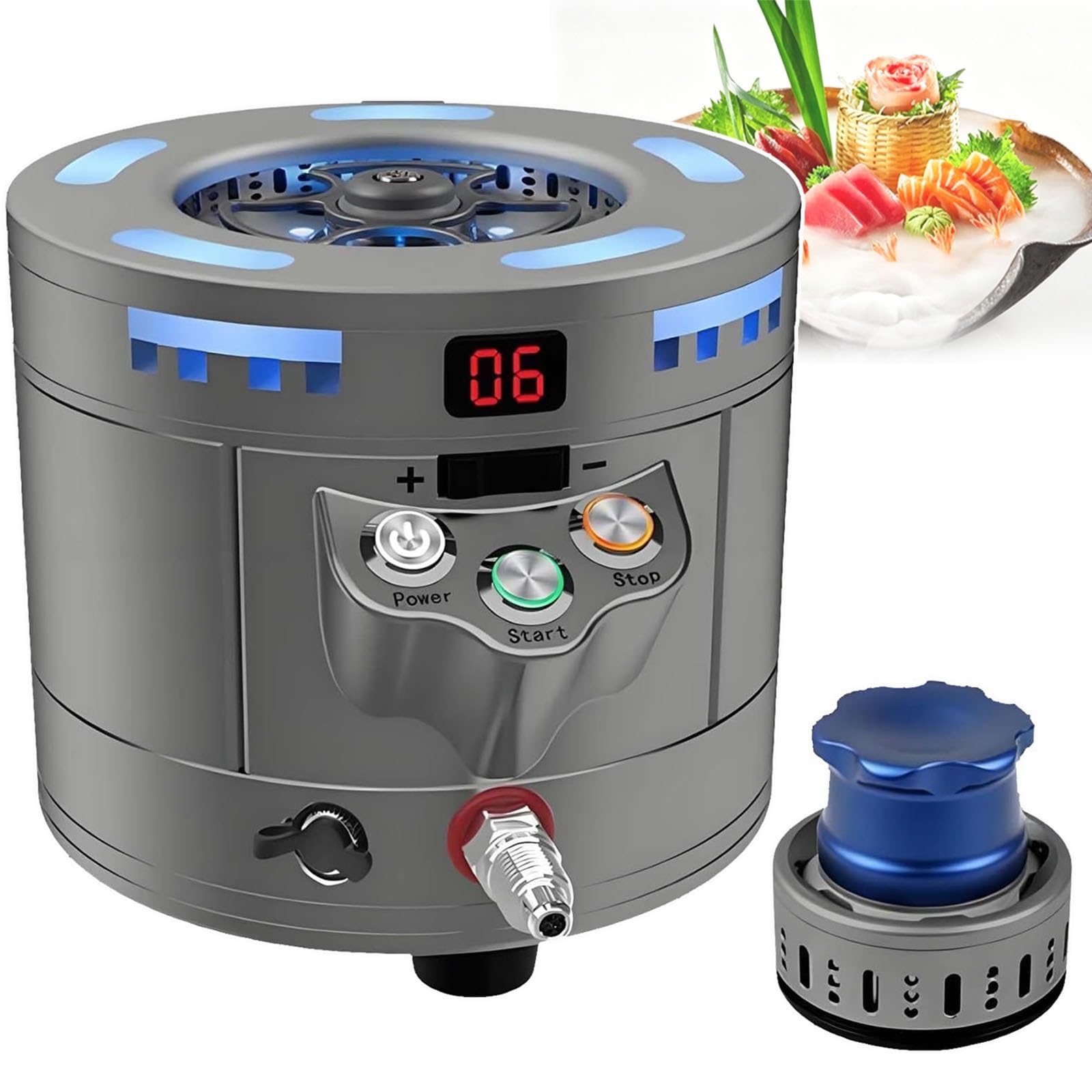 XCSCUK Mini CO2 Dry Ice Maker,25W Stainless Steel Wine Glass Chiller,Dry Ice Making 12-17s,8 S/cup,for Restaurants, Yachts, and Bars (Grey)