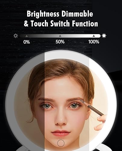 Miniatura 5 de FASCINATE Espejo de aumento de 10 x 1 x doble cara, espejo de tocador de maquillaje recargable con 3 modos de iluminación de color, espejo de